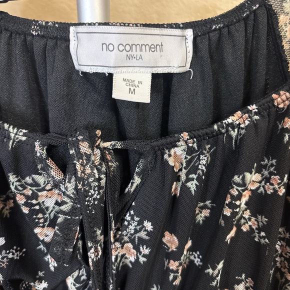 No Comment NYLA Black Floral Ruched Mesh Bodycon Dress M - Picture 2 of 2